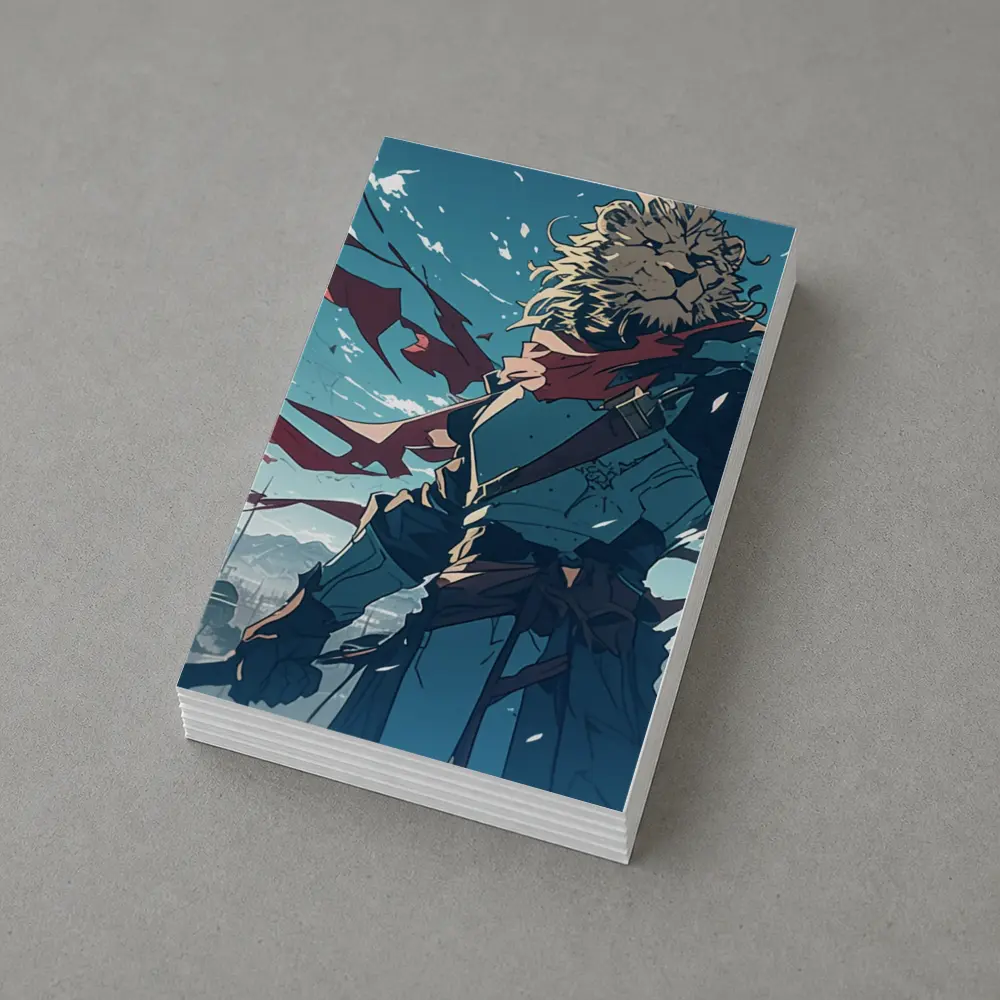 Lion Warrior Anime Art Snowy Battle Scene – Postcards