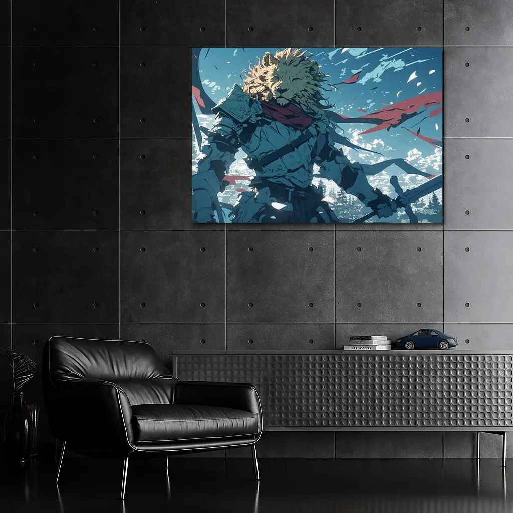 Lion Warrior Anime Knight Sky Battle – Wall Art