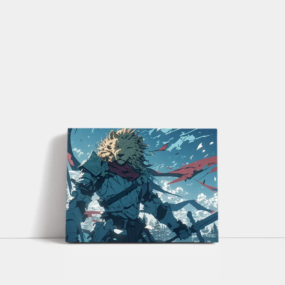 Lion Warrior Anime Knight Sky Battle – Wall Art