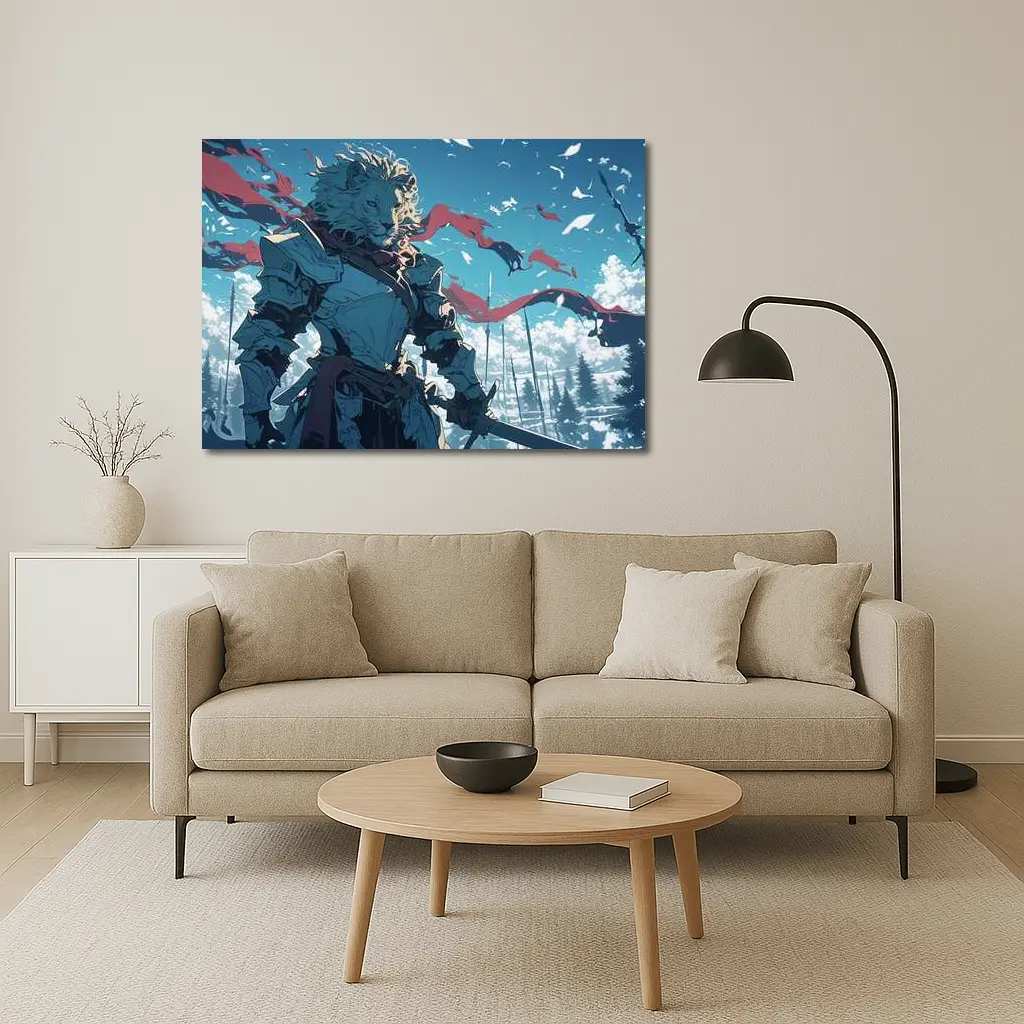 Anime Lion Knight Blue Sky Battle – Wall Art