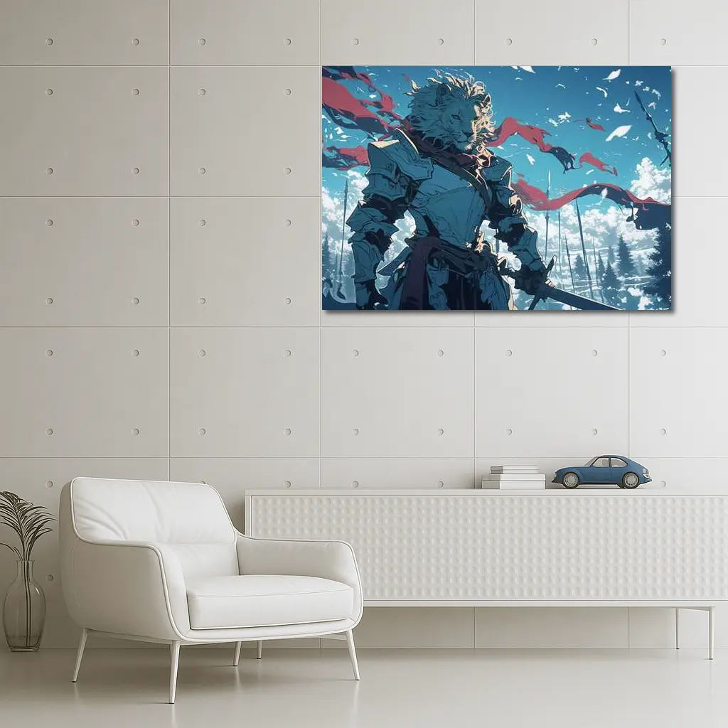 Anime Lion Knight Blue Sky Battle – Wall Art