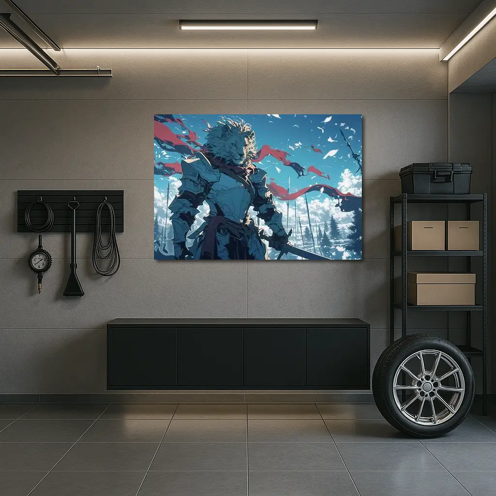 Anime Lion Knight Blue Sky Battle – Wall Art