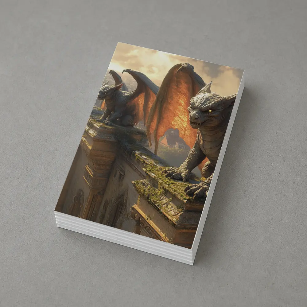 Gargoyles Perched On Gothic Cathedral City – Postcards