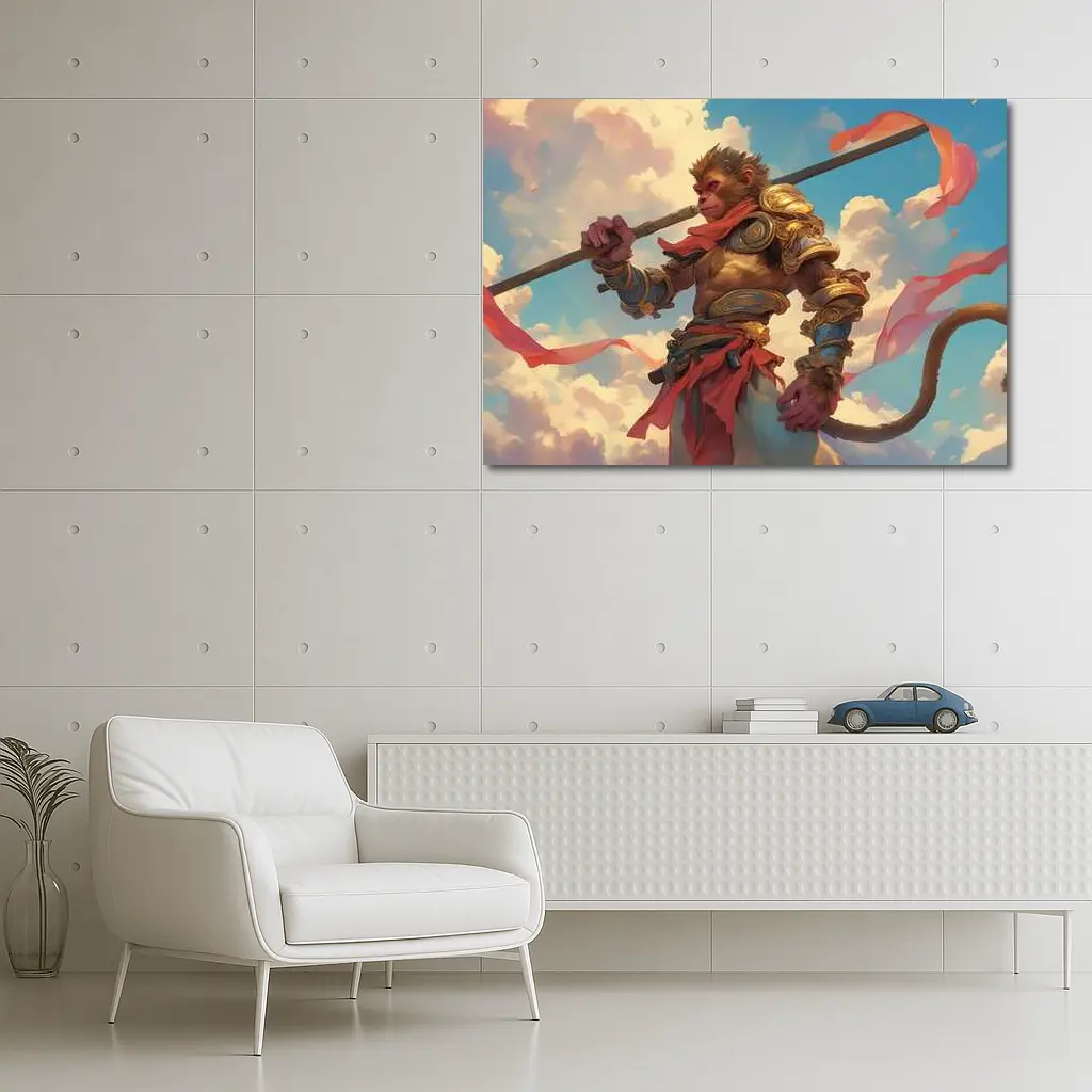Sun Wukong Monkey King Clouds Fantasy Art – Wall Art