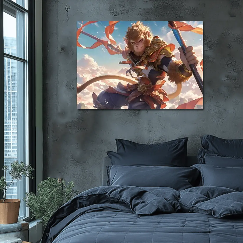 Sun Wukong Monkey King Clouds Fantasy Art – Wall Art