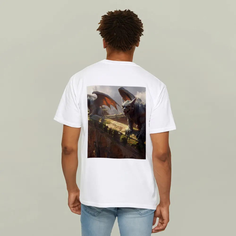 Gargoyles Perched On Ancient City Wall – T-Shirts