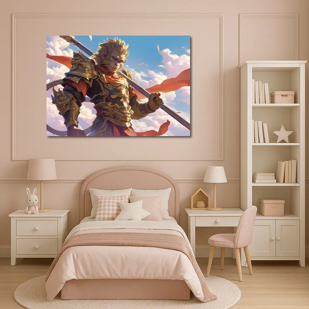 Sun Wukong Monkey King Golden Armor Sky – Wall Art