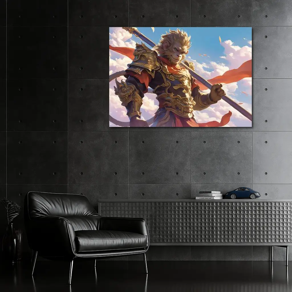 Sun Wukong Monkey King Golden Armor Sky – Wall Art