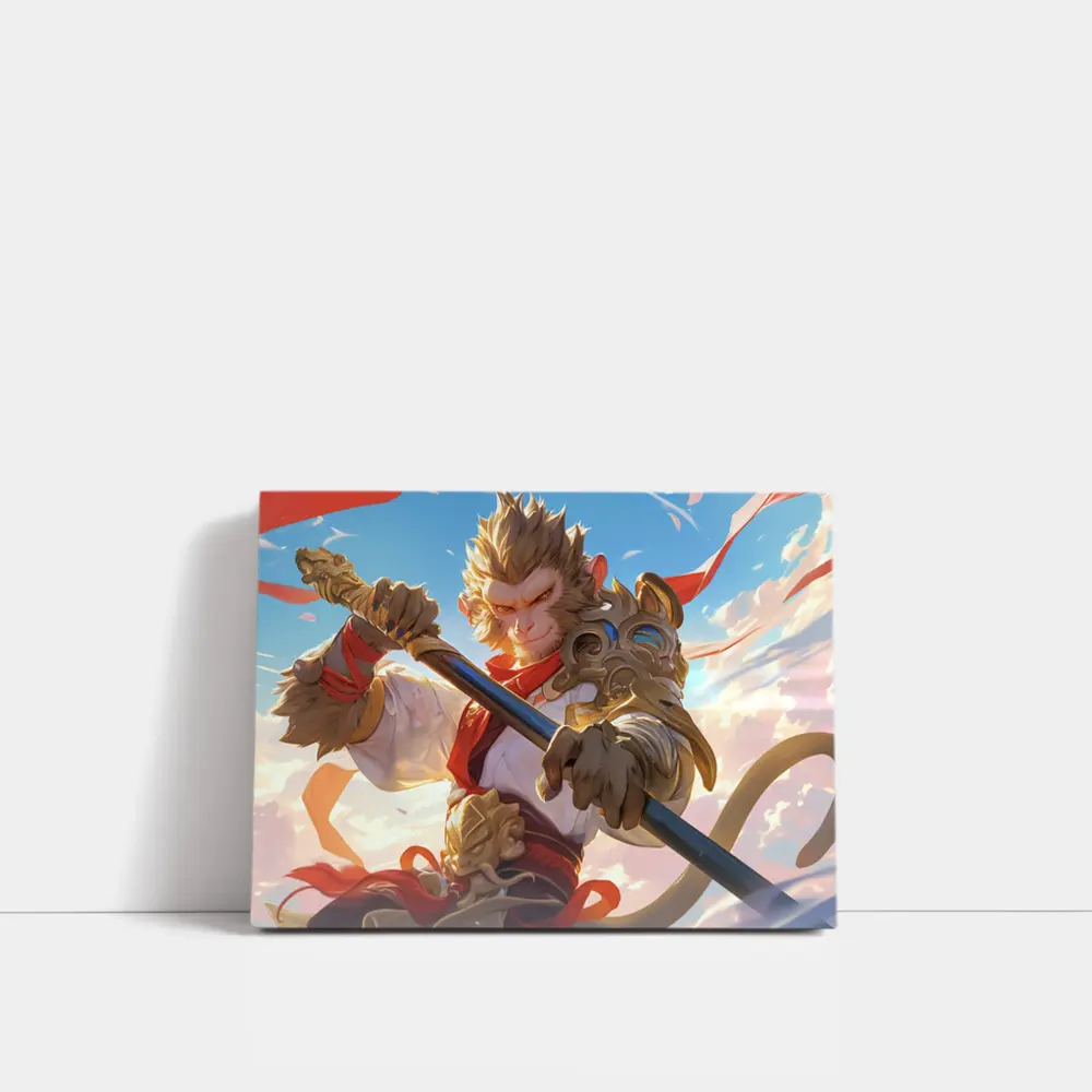 Monkey King Warrior Staff Sky Battle – Wall Art