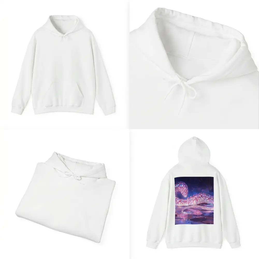 Crystal Snake Resting on Lotus Pond – Hoodies