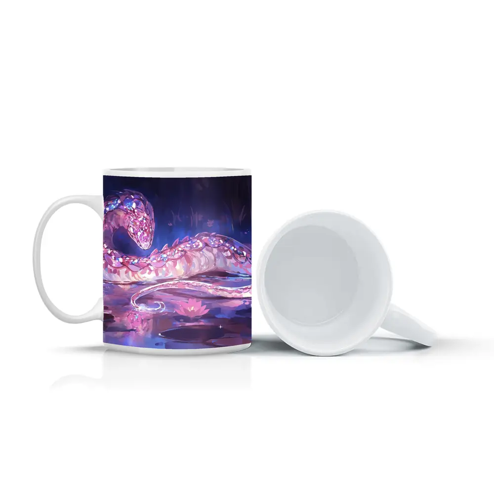 Crystal Snake Resting on Lotus Pond – Mugs