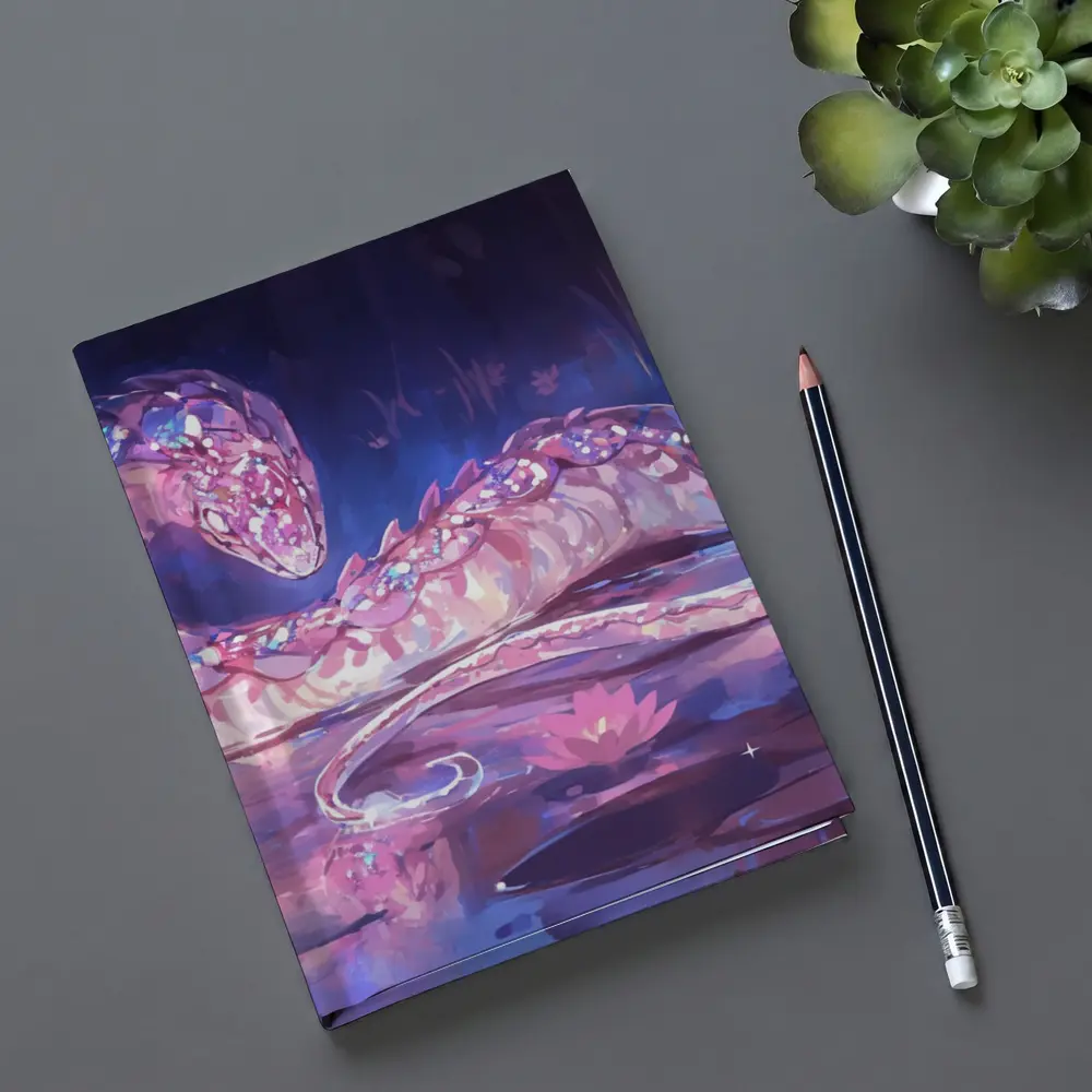 Crystal Snake Resting on Lotus Pond – Notebooks