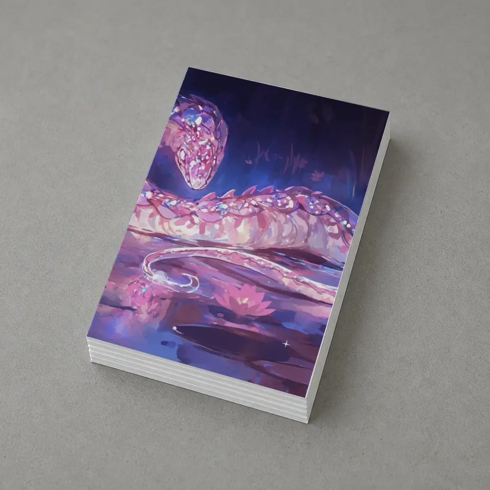 Crystal Snake Resting on Lotus Pond – Postcards