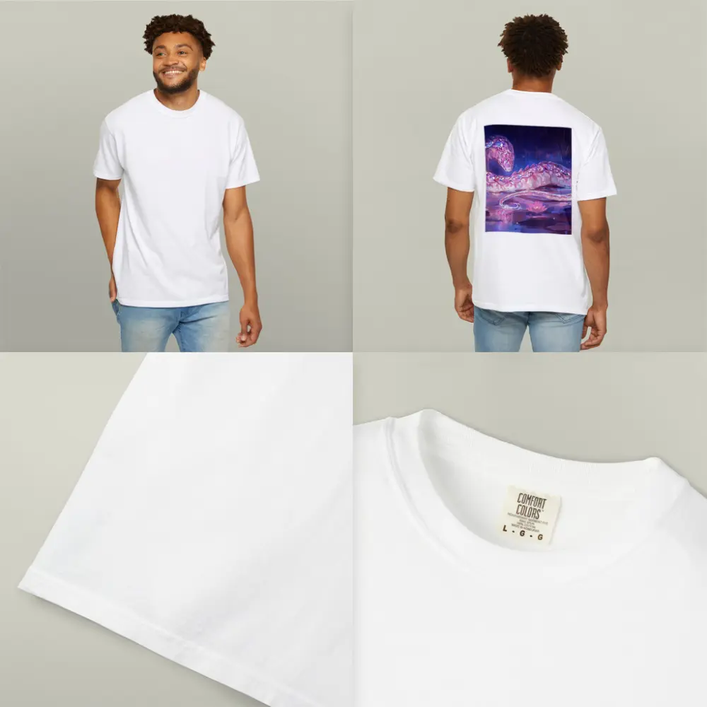 Crystal Snake Resting on Lotus Pond – T-Shirts