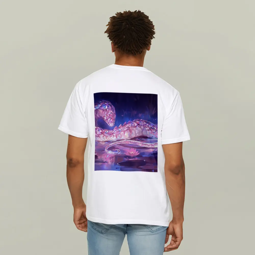 Crystal Snake Resting on Lotus Pond – T-Shirts