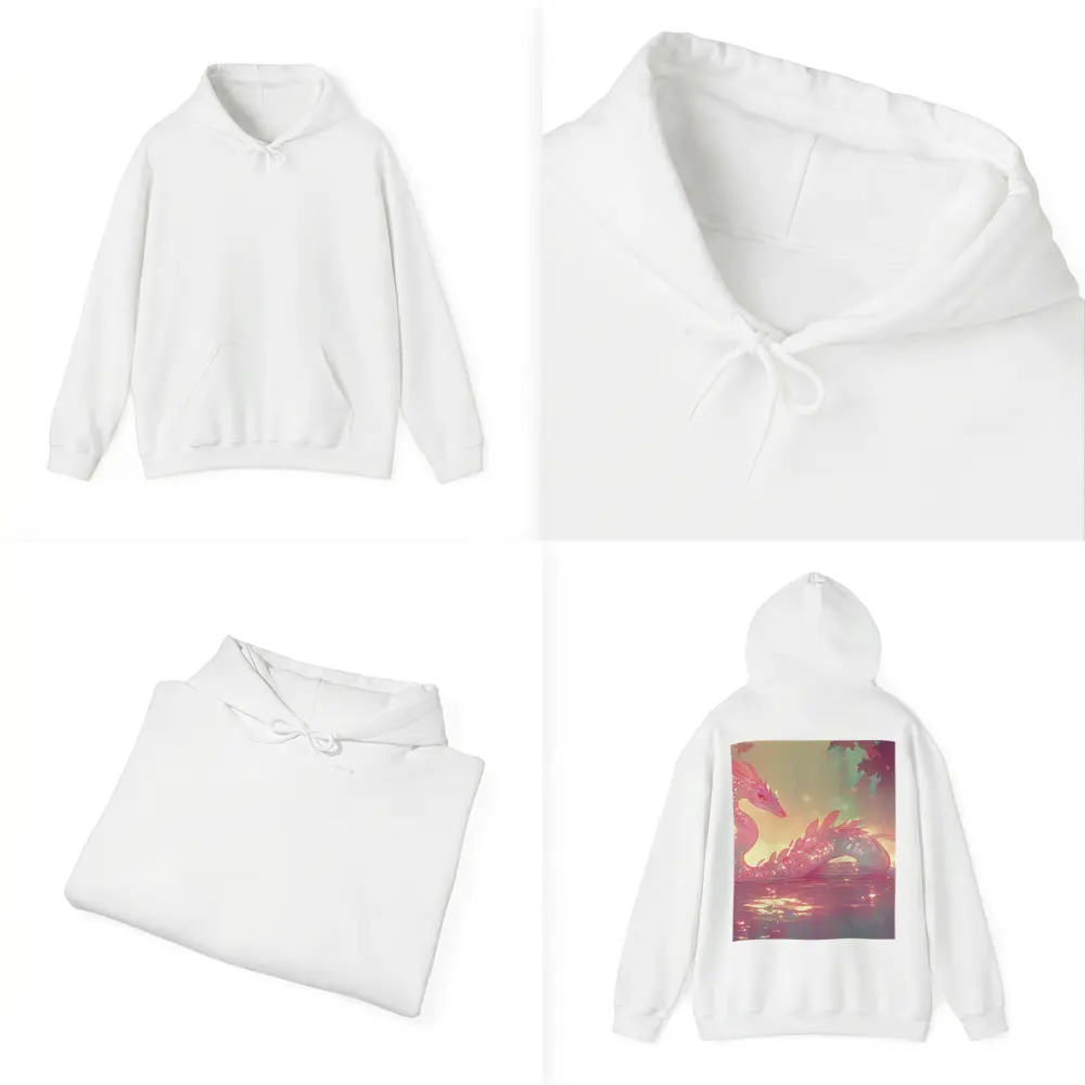 Pink Crystal Dragon Resting In Enchanted Water – Hoodies