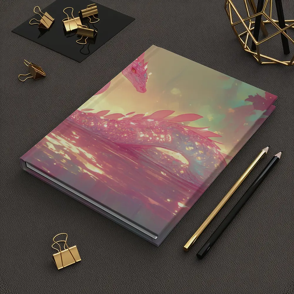 Pink Crystal Dragon Resting In Enchanted Water – Notebooks