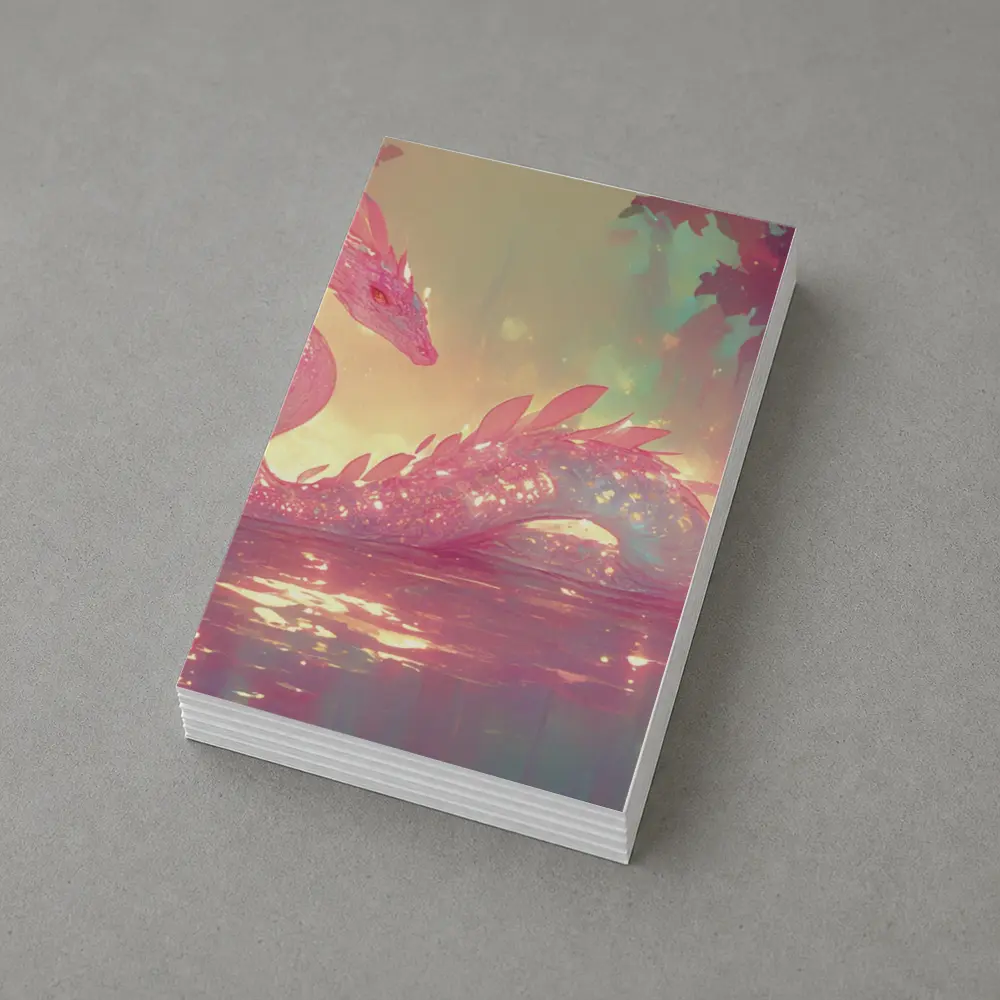 Pink Crystal Dragon Resting In Enchanted Water – Postcards