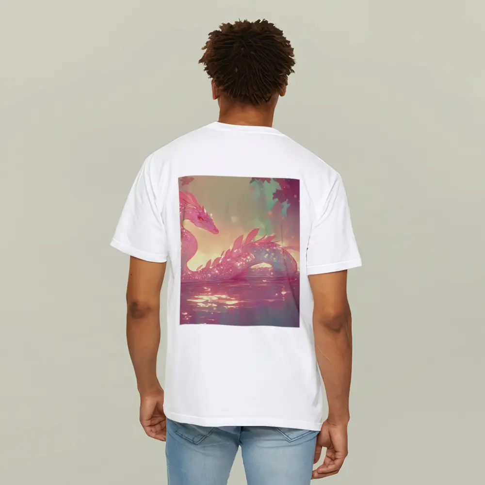 Pink Crystal Dragon Resting In Enchanted Water – T-Shirts