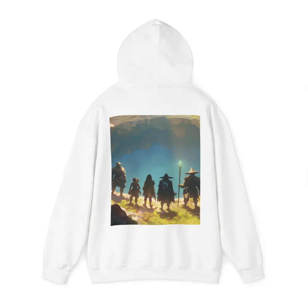 Fantasy Warriors Standing Before Glowing Cave – Hoodies