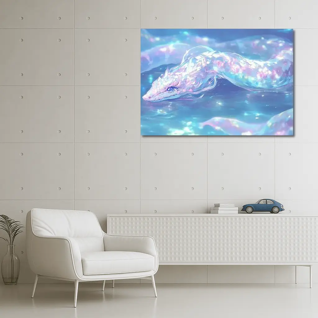 Anime Dragon Snake Swimming Blue Ocean Water – Wall Art