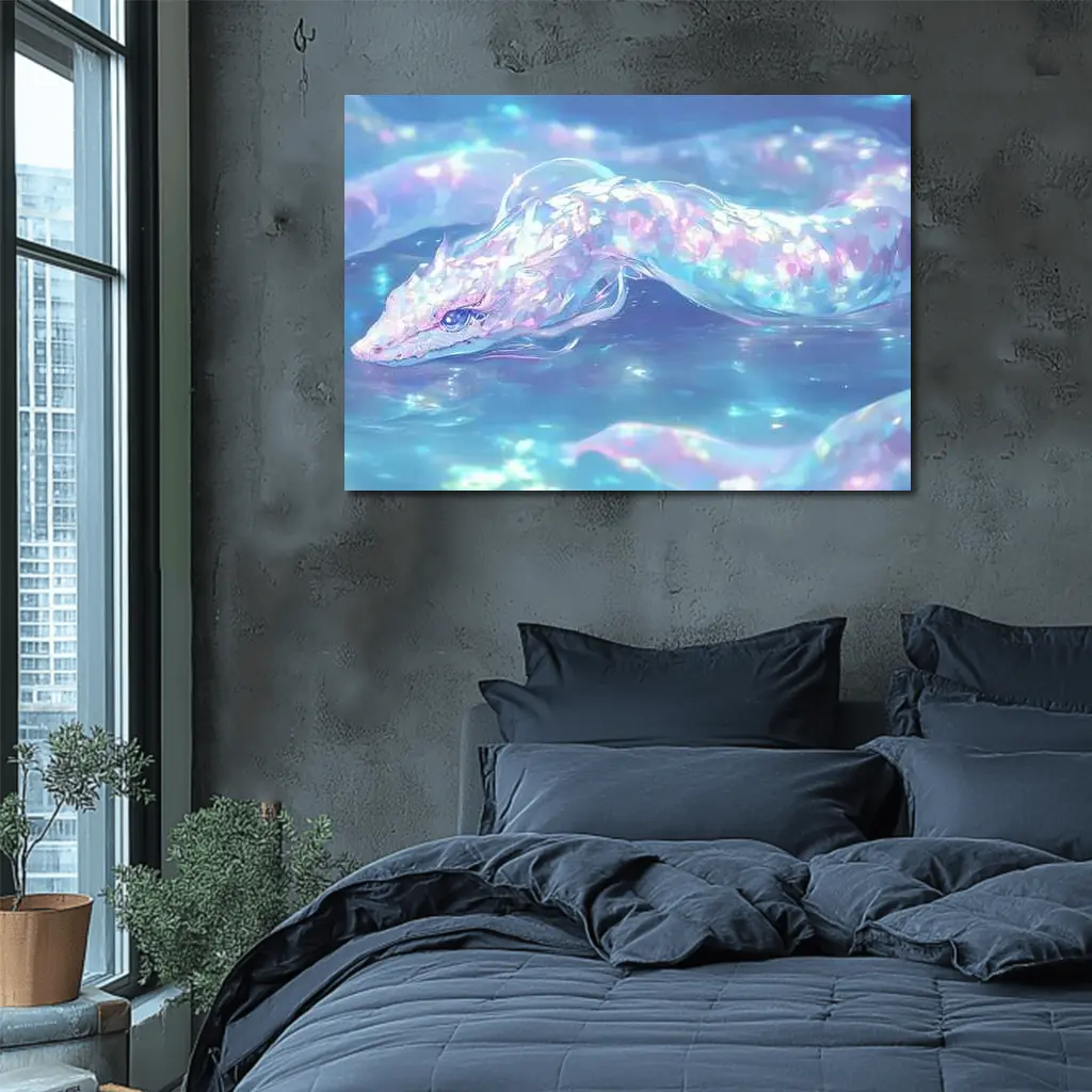 Anime Dragon Snake Swimming Blue Ocean Water – Wall Art