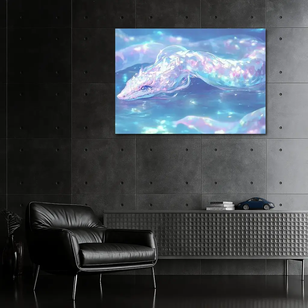Anime Dragon Snake Swimming Blue Ocean Water – Wall Art