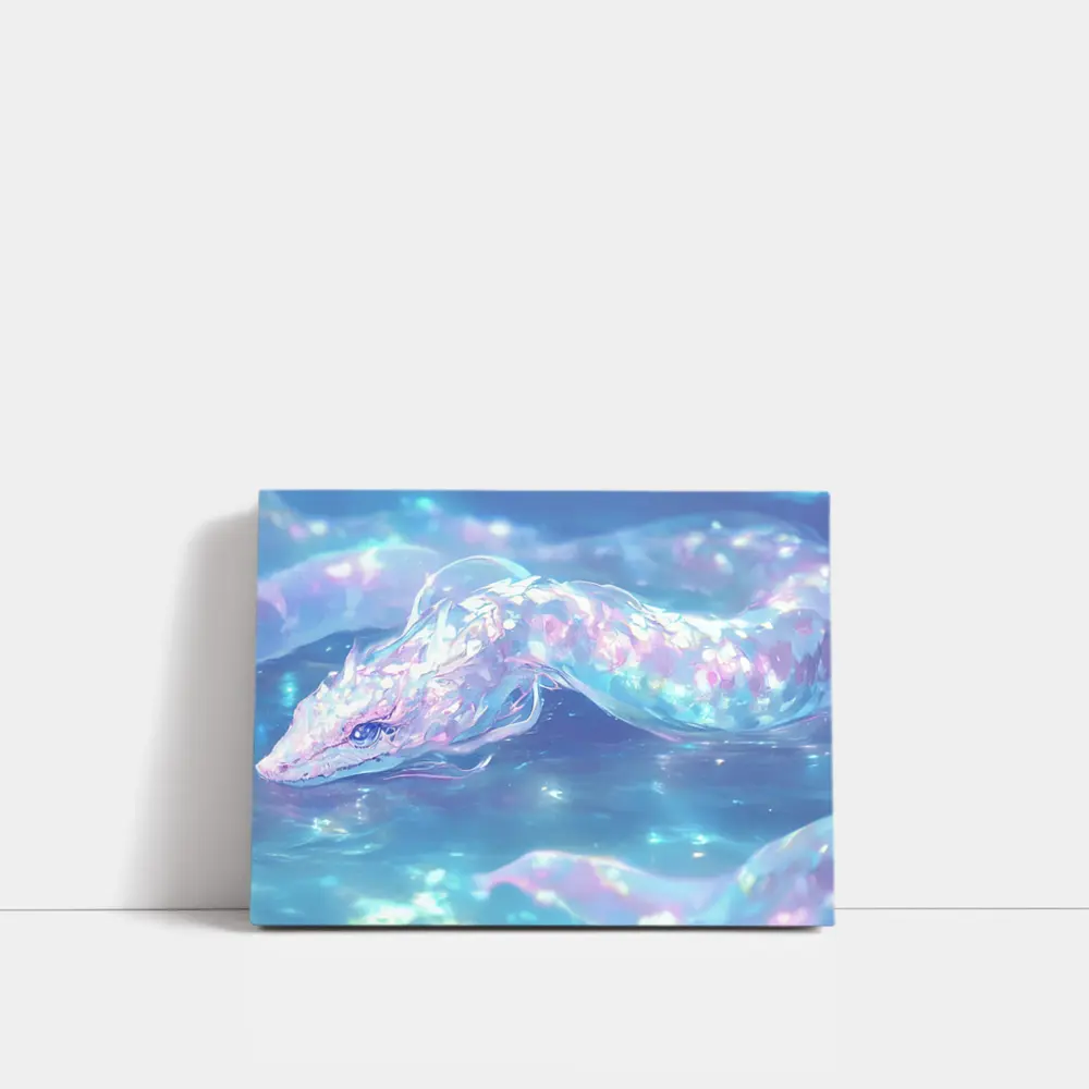Anime Dragon Snake Swimming Blue Ocean Water – Wall Art