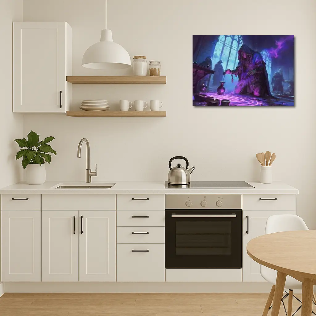 Dark Sorcerer Casting Magic Ritual Fantasy Art – Wall Art