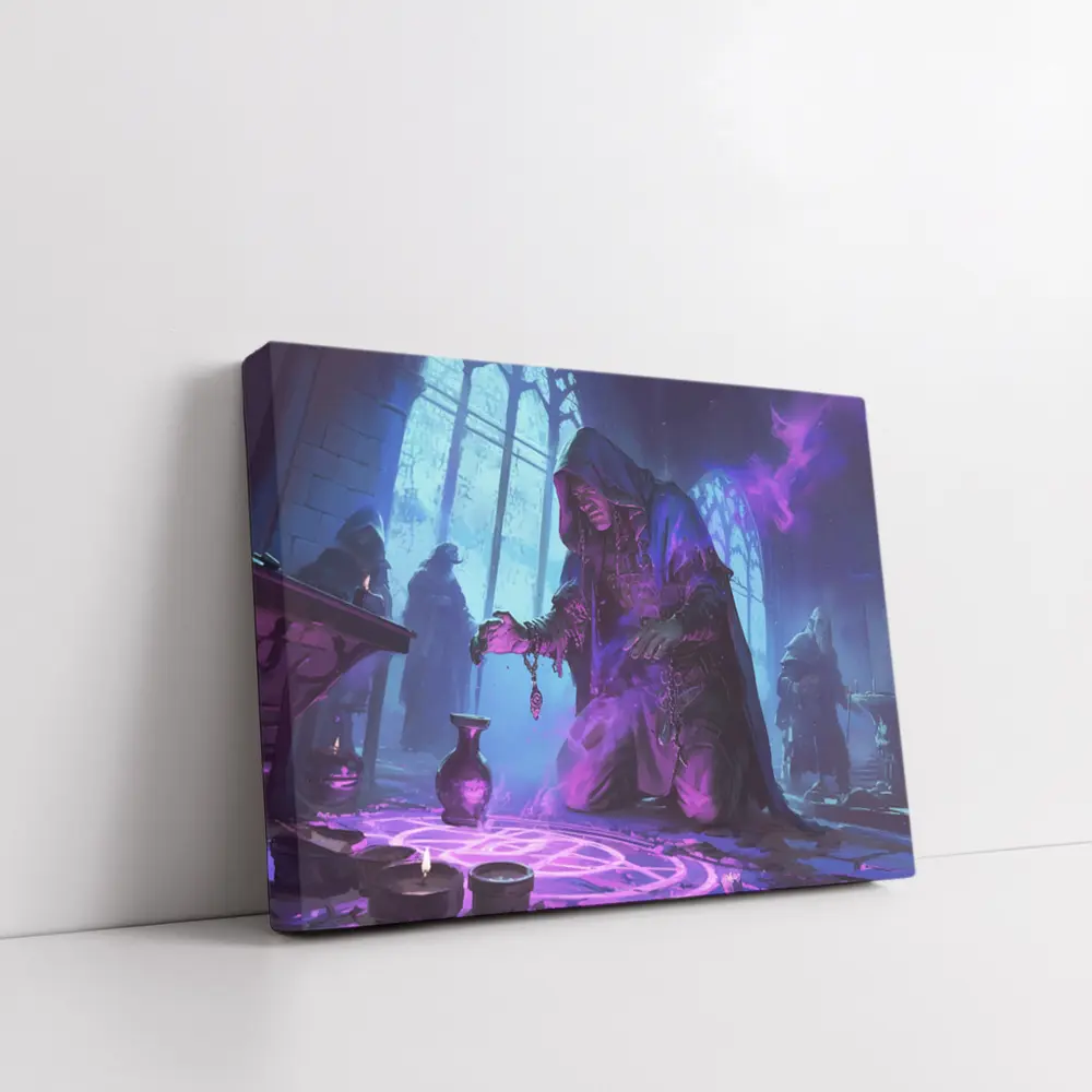 Dark Sorcerer Casting Magic Ritual Fantasy Art – Wall Art