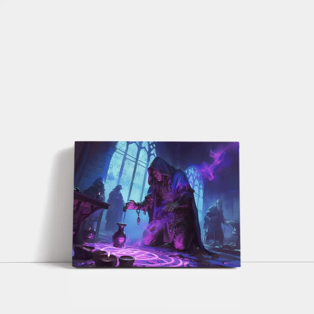 Dark Sorcerer Casting Magic Ritual Fantasy Art – Wall Art