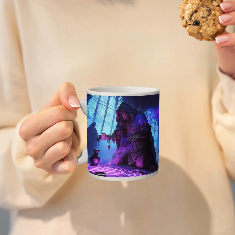 Dark Sorcerer Casting Magic Ritual Fantasy Art – Mugs