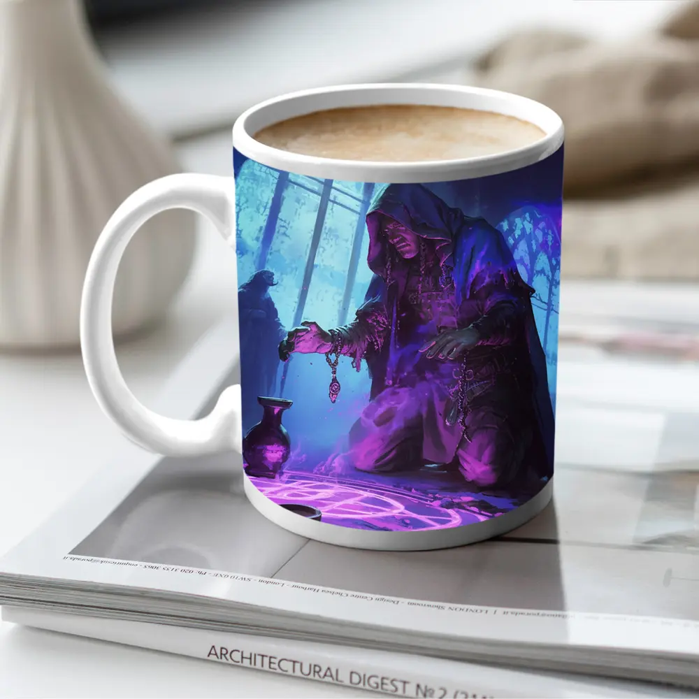 Dark Sorcerer Casting Magic Ritual Fantasy Art – Mugs