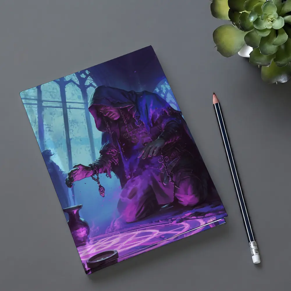 Dark Sorcerer Casting Magic Ritual Fantasy Art – Notebooks