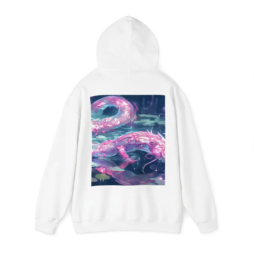 Pink Axolotl Glowing Lotus Pond Anime Art – Hoodies