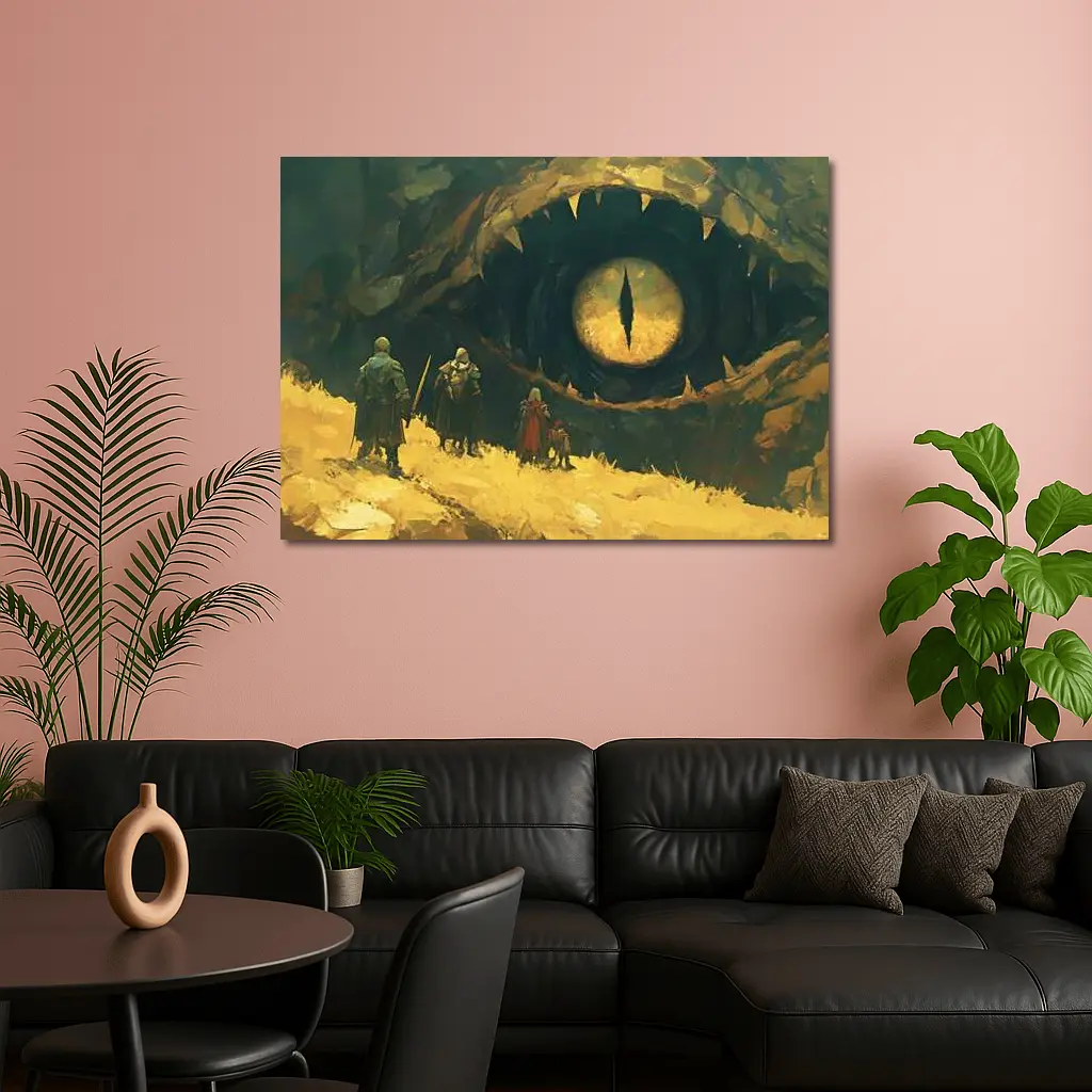 Fantasy Warriors Face Giant Dragon Eye – Wall Art