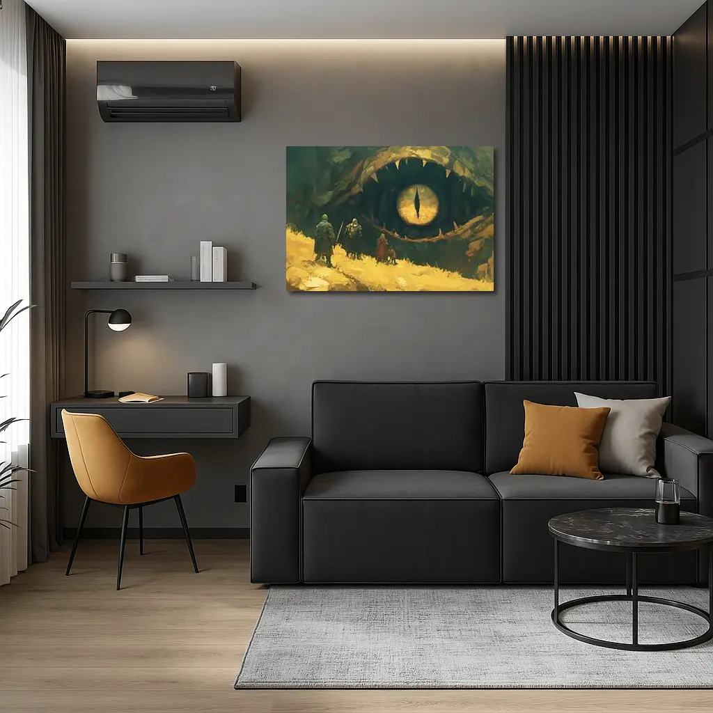 Fantasy Warriors Face Giant Dragon Eye – Wall Art