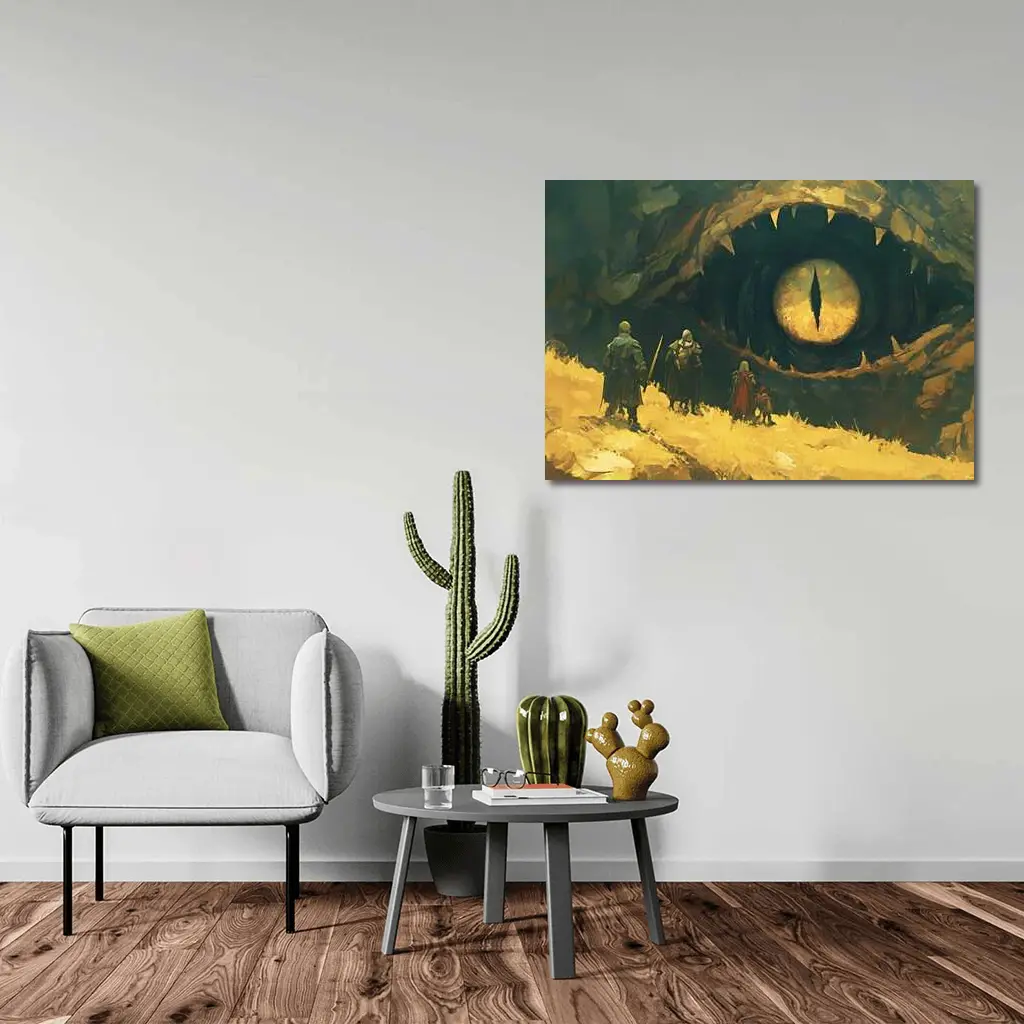 Fantasy Warriors Face Giant Dragon Eye – Wall Art