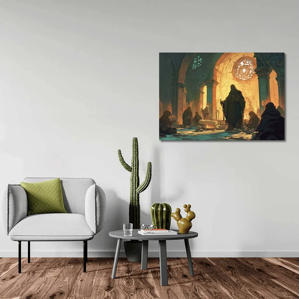 Dark Fantasy Mage Ancient Stone Temple – Wall Art