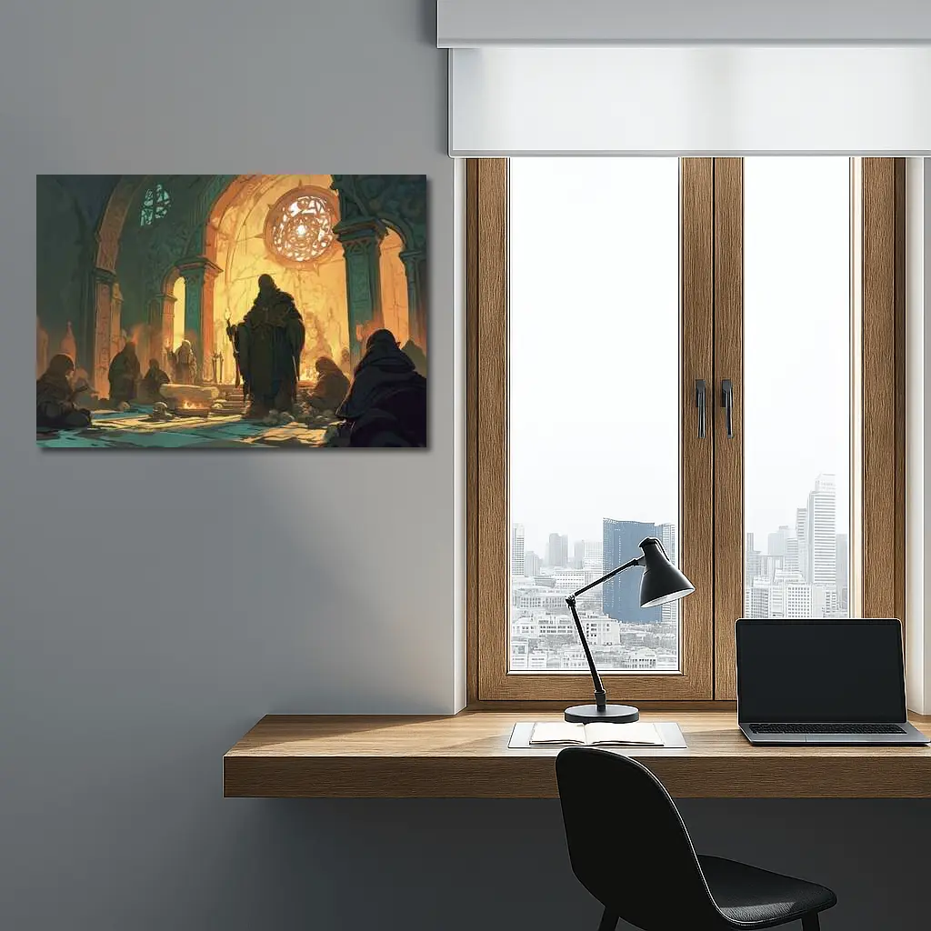 Dark Fantasy Mage Ancient Stone Temple – Wall Art