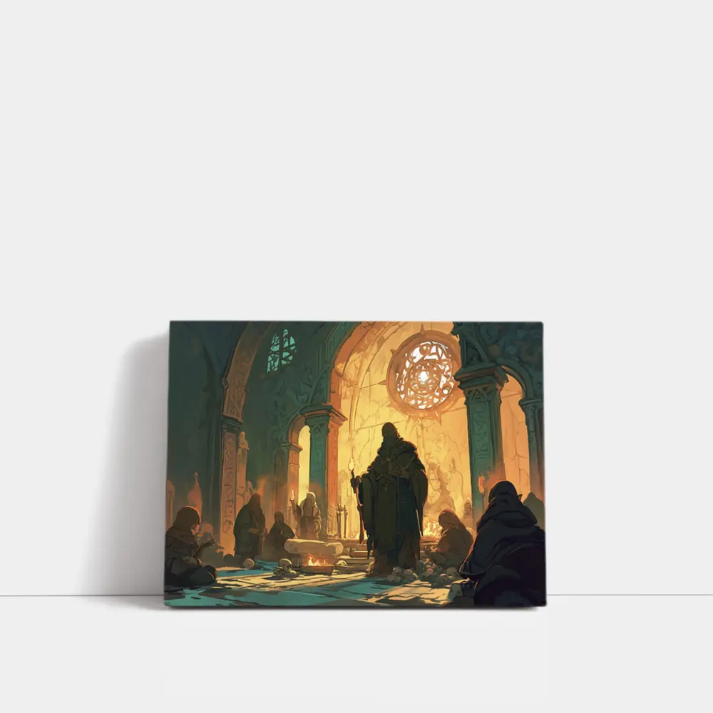 Dark Fantasy Mage Ancient Stone Temple – Wall Art