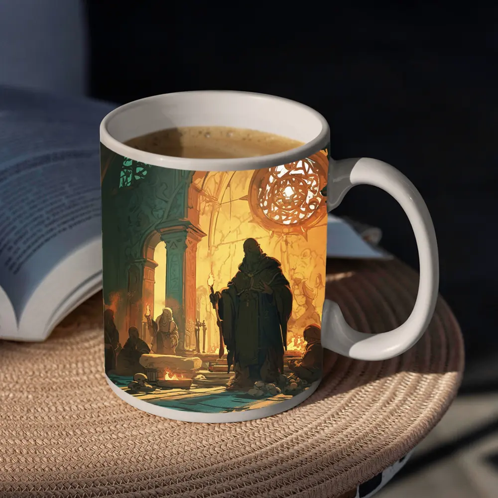 Dark Fantasy Mage Ancient Stone Temple – Mugs