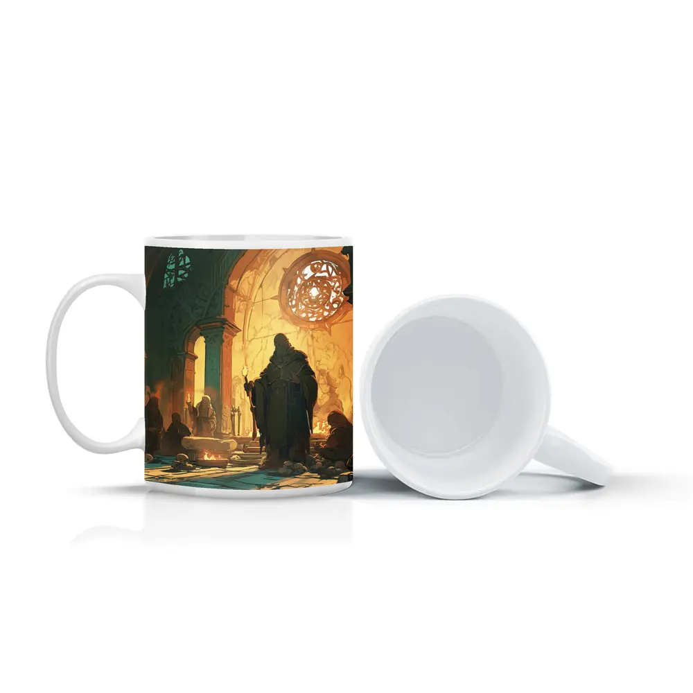 Dark Fantasy Mage Ancient Stone Temple – Mugs