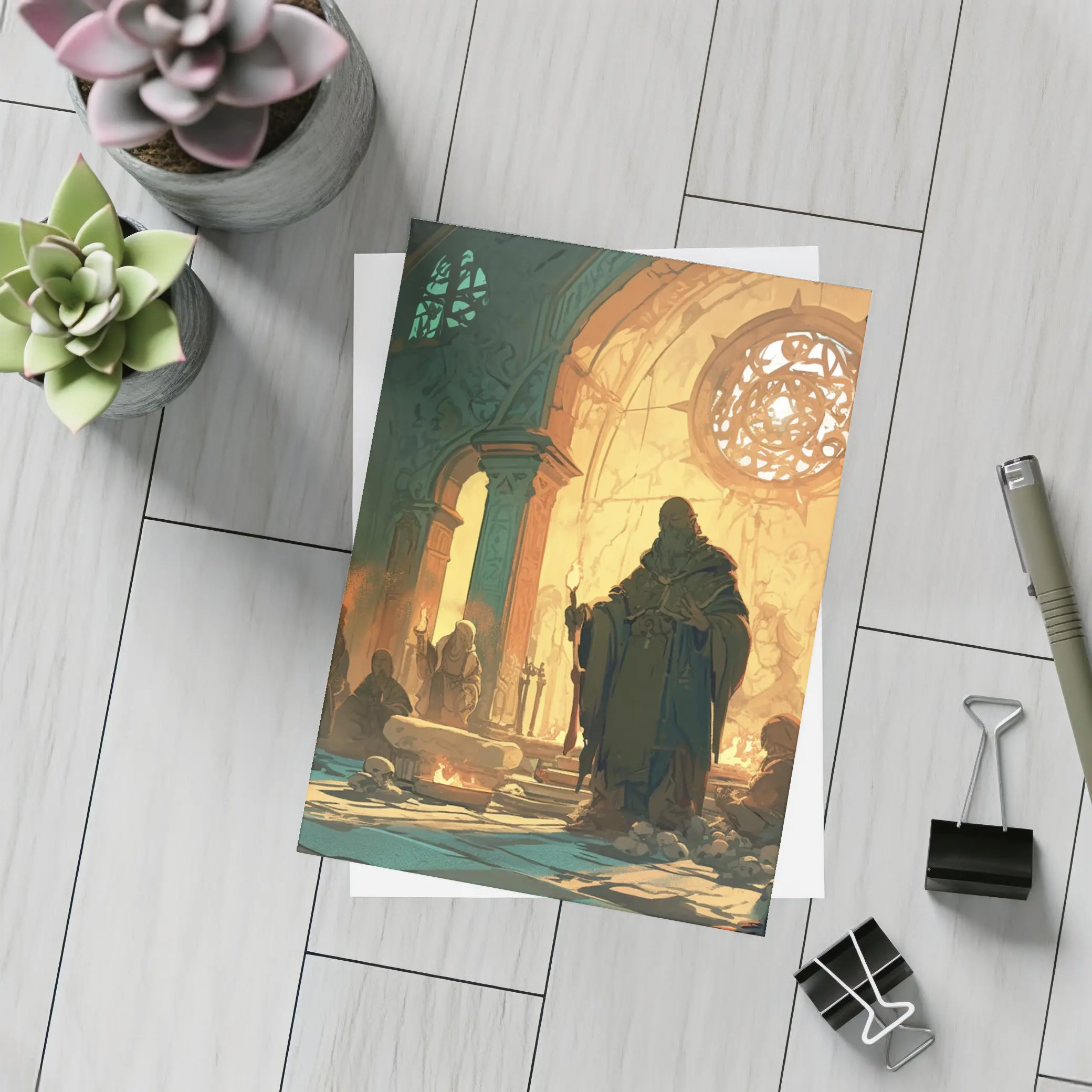 Dark Fantasy Mage Ancient Stone Temple – Postcards