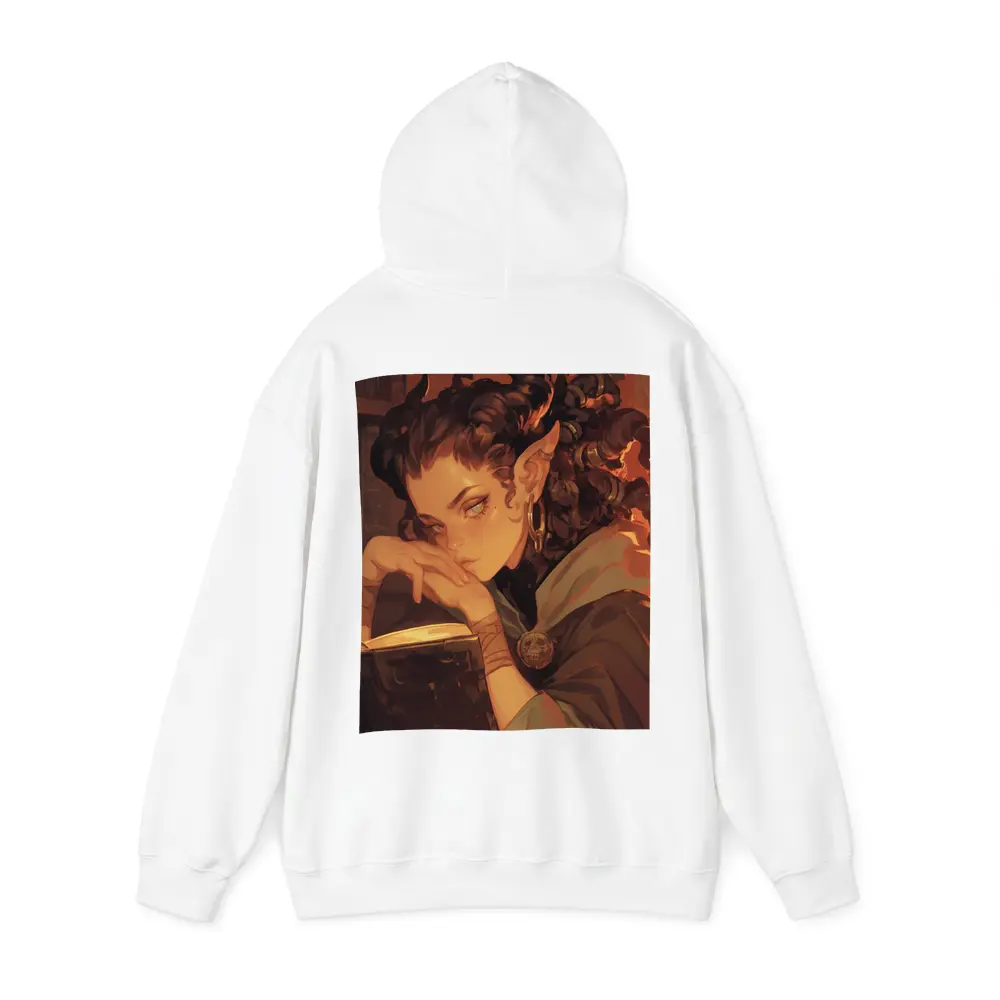 Fantasy Elf Girl Reading Book Candlelight Library – Hoodies