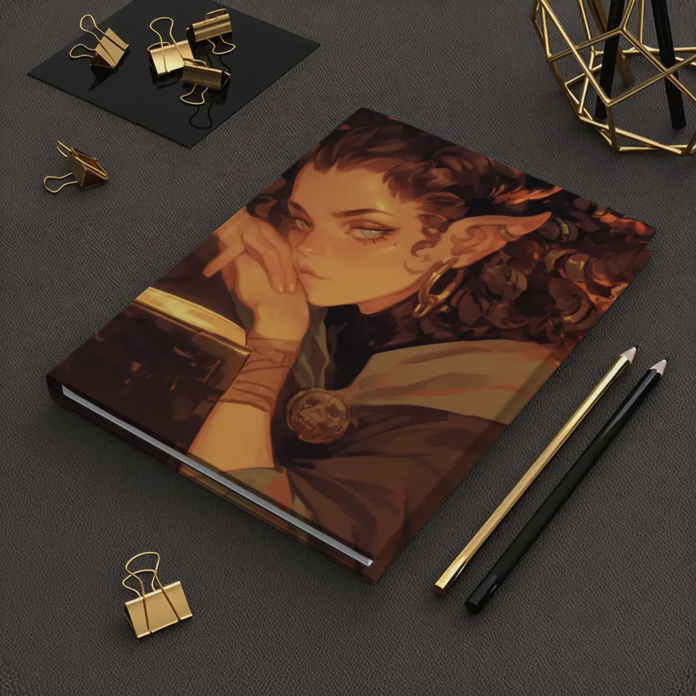 Fantasy Elf Girl Reading Book Candlelight Library – Notebooks