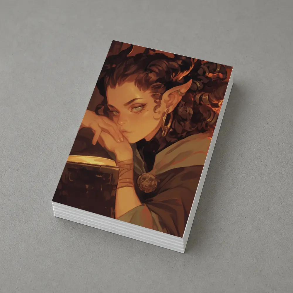 Fantasy Elf Girl Reading Book Candlelight Library – Postcards