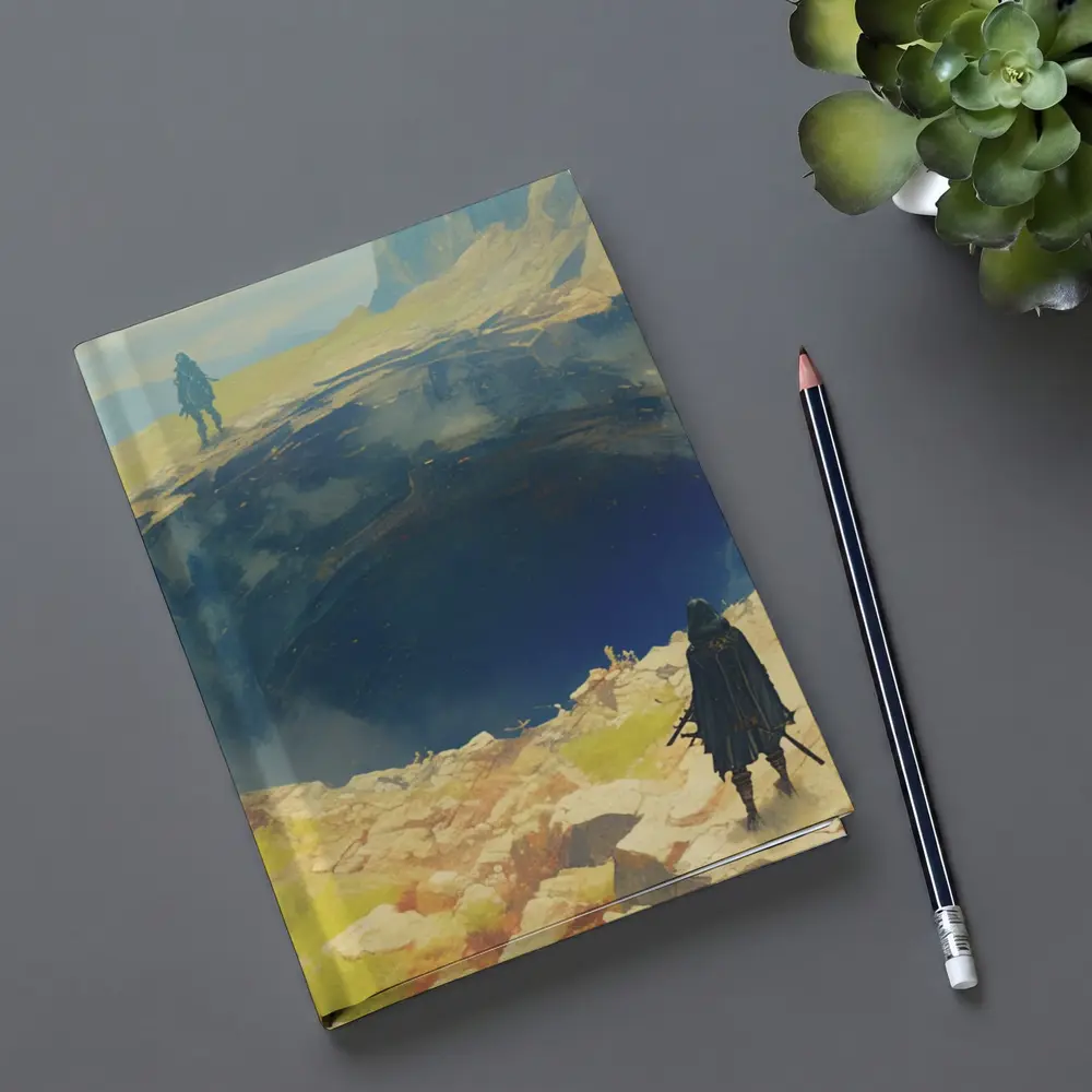 Fantasy Warriors Overlooking Mysterious Dark Chasm – Notebooks