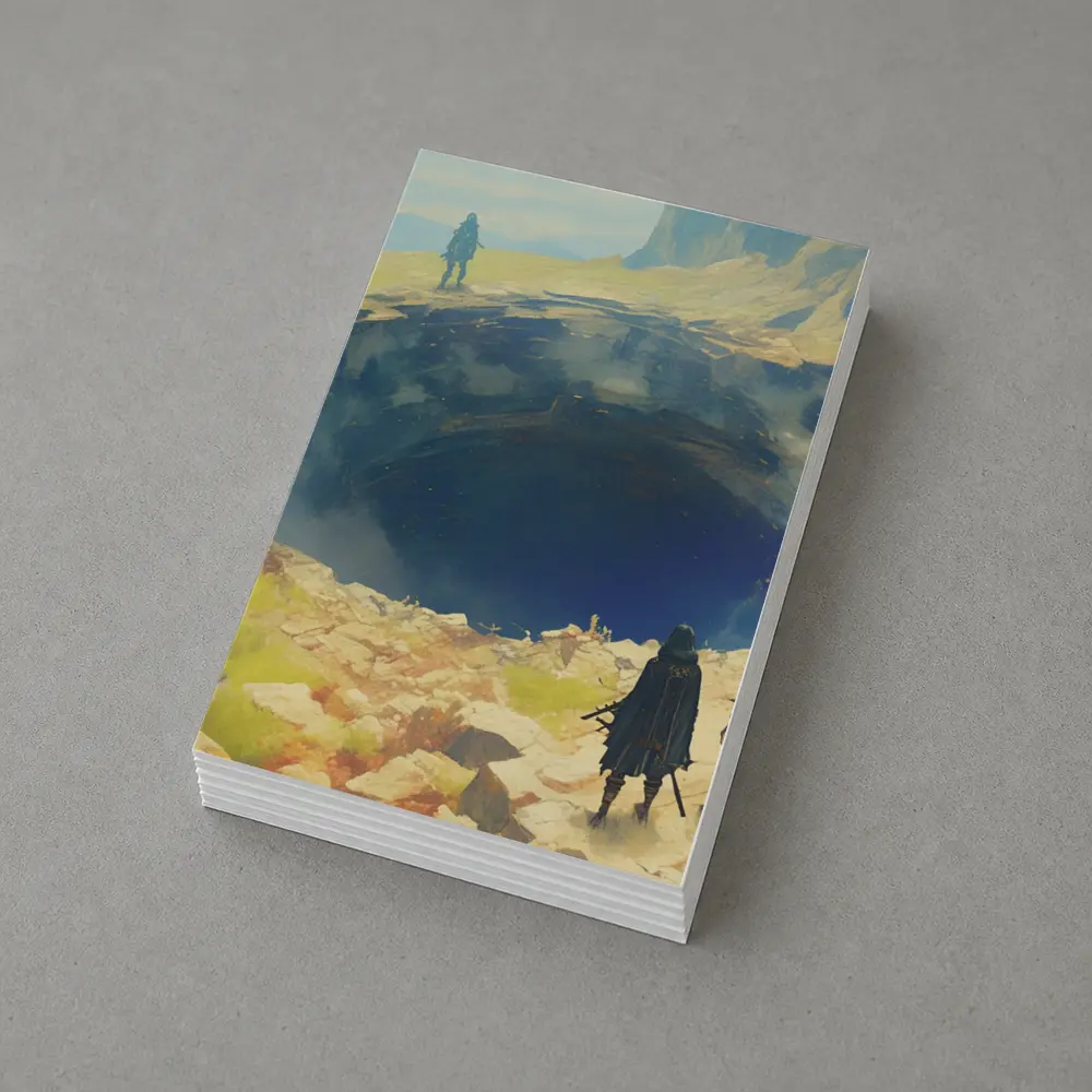 Fantasy Warriors Overlooking Mysterious Dark Chasm – Postcards