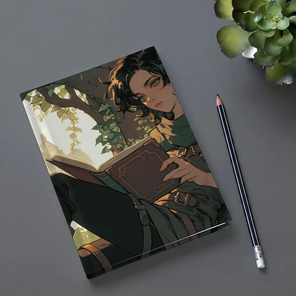 Elf Reading Book Fantasy Forest Anime Art – Notebooks